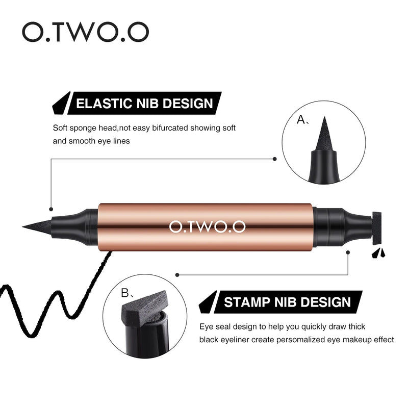 O.TWO.O 2pcs Eyeliner Stamp Kit Eyeliner Pencil Waterproof Long-lasting Resistant Black Liquid Eyeliner Stamp for Eyes Makeup