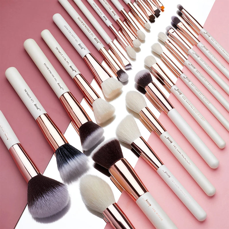 Jessup Professional Makeup brushes set ,6- 25pcs Makeup brush Natural Synthetic Foundation Powder Highlighter Pearl White T215